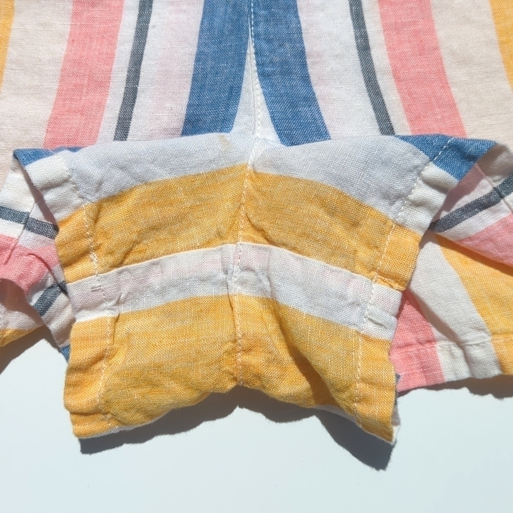 C&C California Multicolor Striped Lightweight Linen High Waisted Summer Shorts 8 - Picture 8 of 12